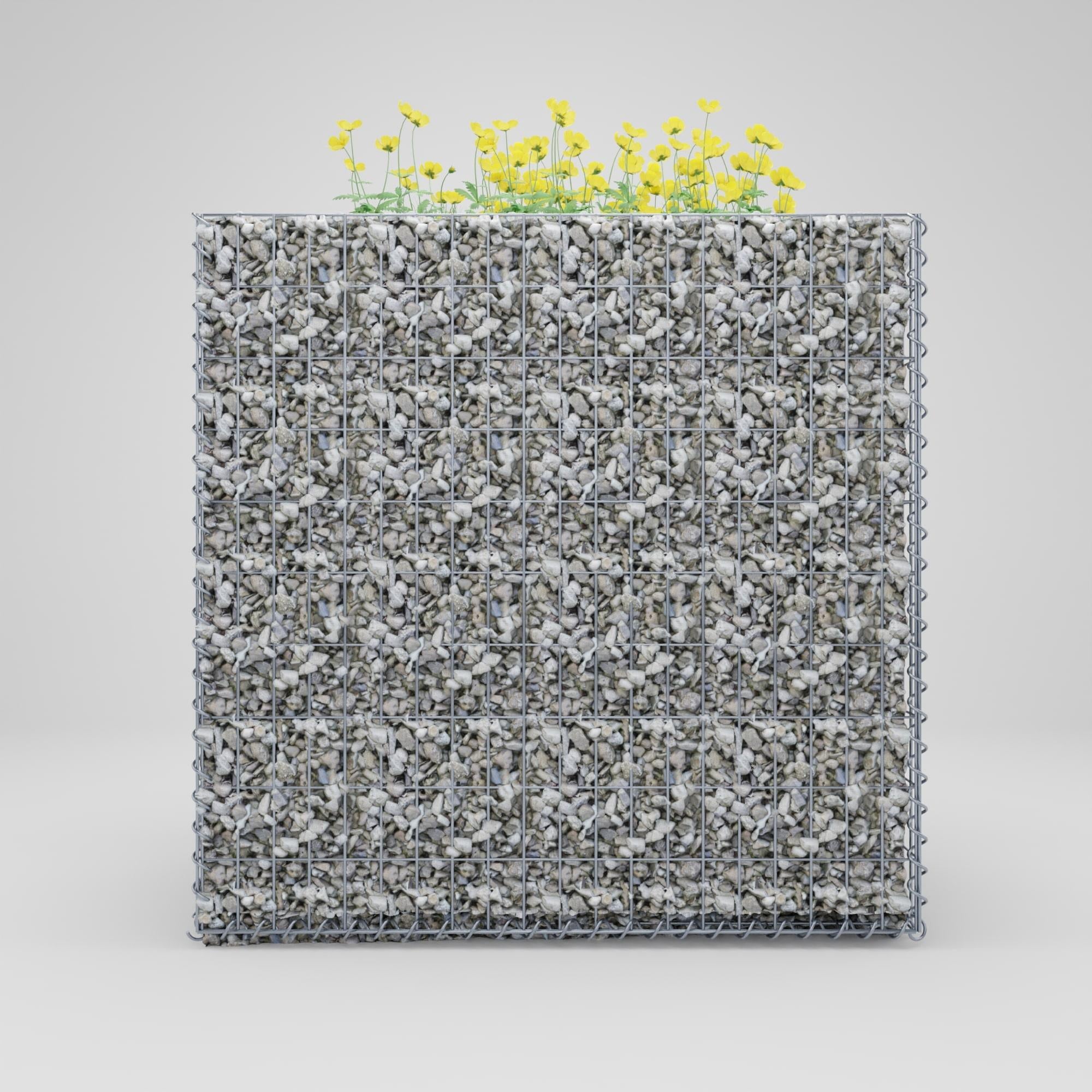 Lecho elevado rectangular 100 cm x 100 cm x 80 cm (largo x alto x fondo), malla 5 x 10 cm, espesor de pared 10 cm