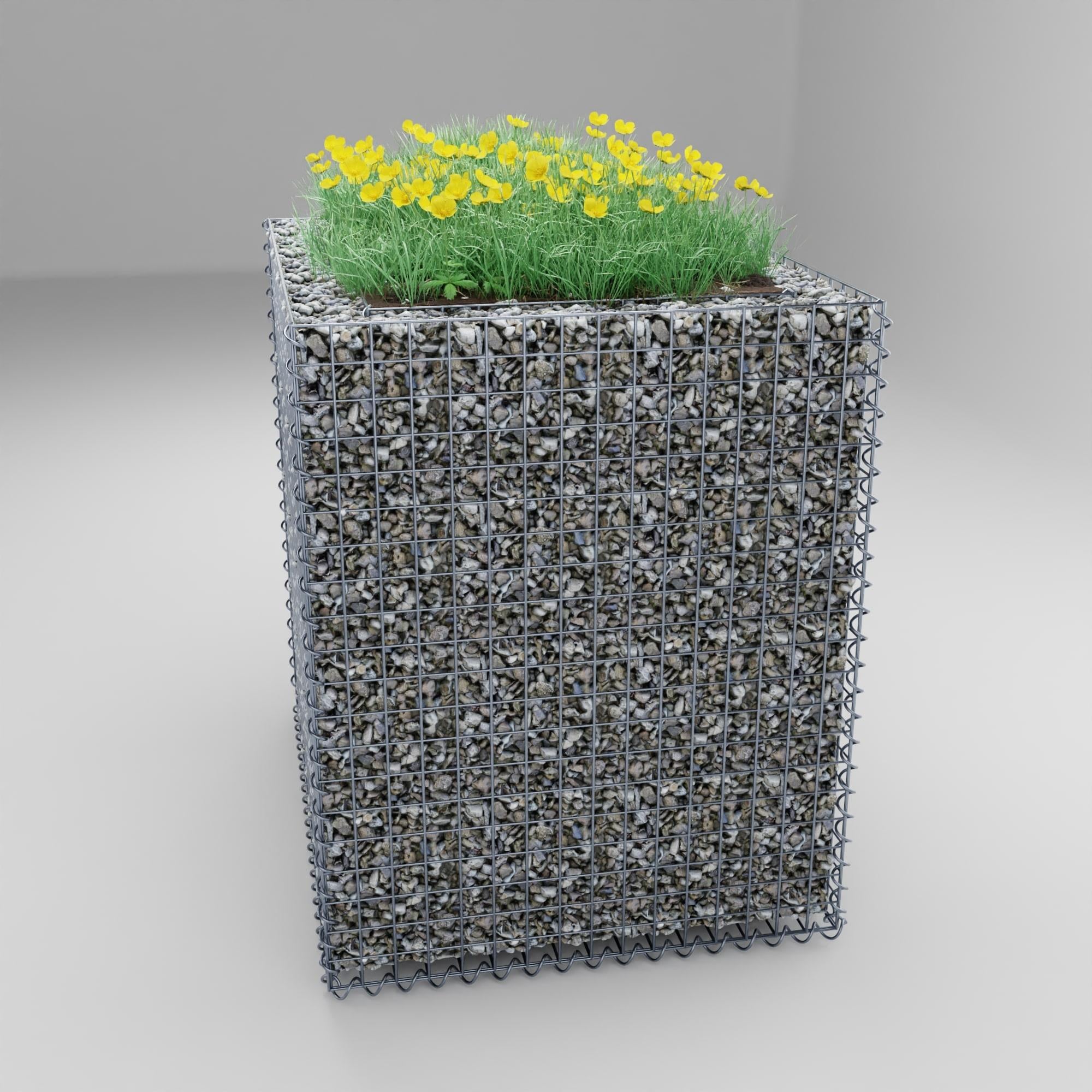 Lecho elevado rectangular 100 cm x 80 cm x 100 cm (largo x alto x fondo), malla 5 x 5 cm, espesor de pared 10 cm