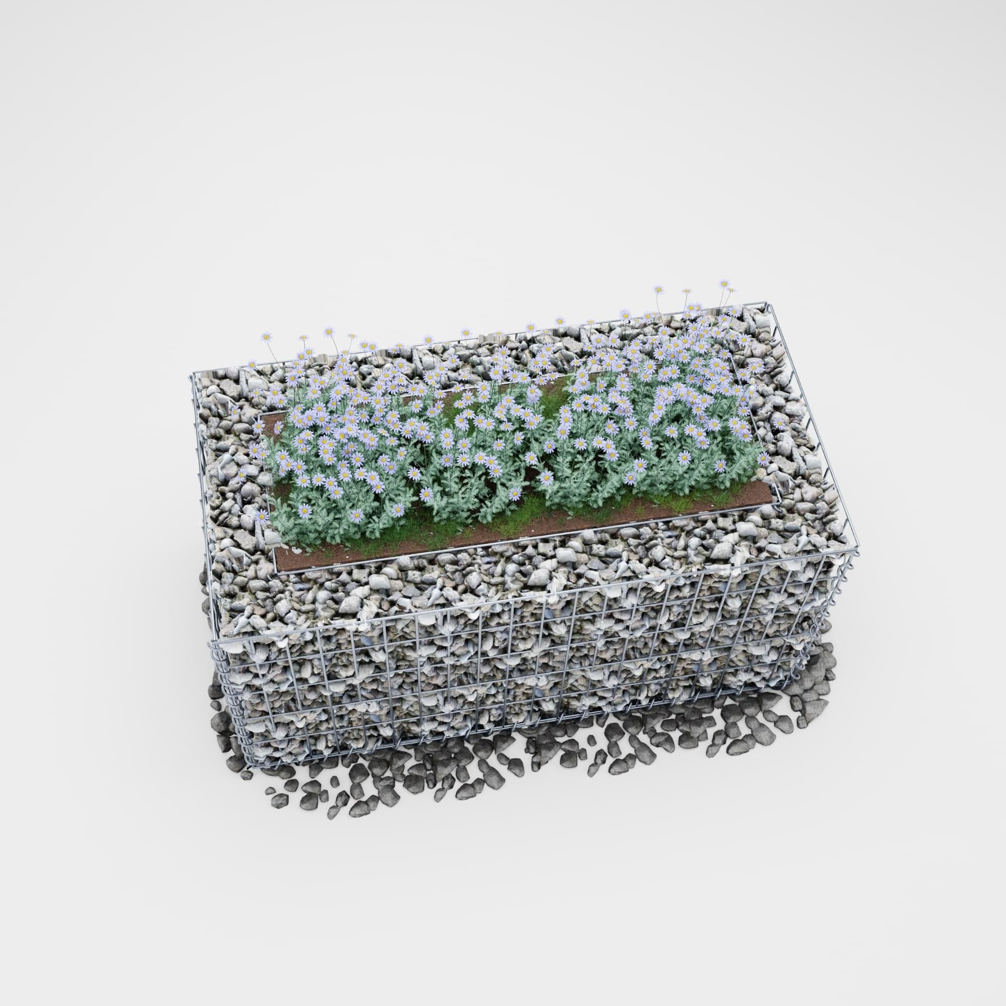 Lecho elevado rectangular 100 cm x 50 cm x 50 cm (L x A x P), malla 5 x 10 cm, espesor de pared 10 cm