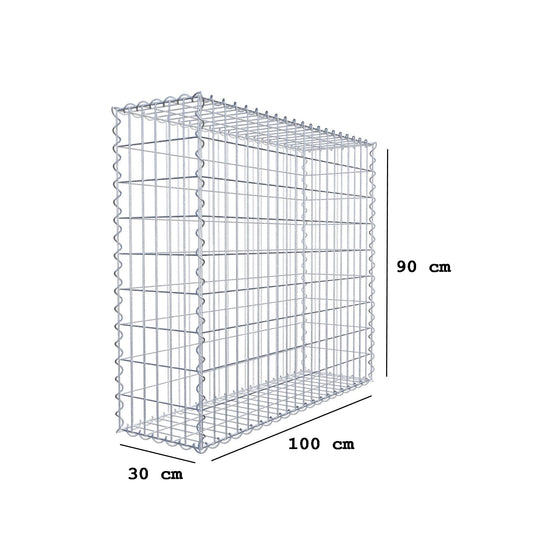 Gabion 100 cm x 90 cm x 30 cm (L x H x P), mailles 5 cm x 10 cm, spirale