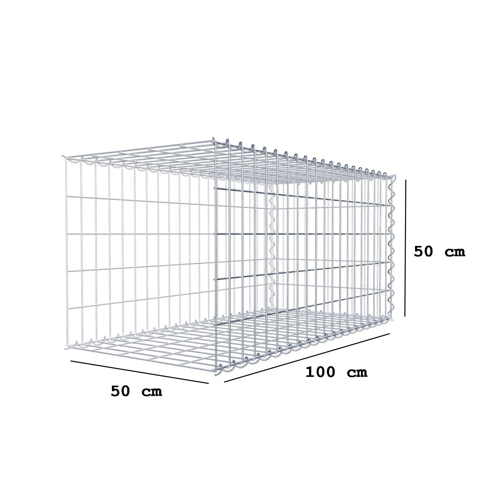 Gabbione aggiuntivo tipo 2 100 cm x 50 cm x 50 cm (L x H x P), dimensione maglia 5 cm x 10 cm, a spirale