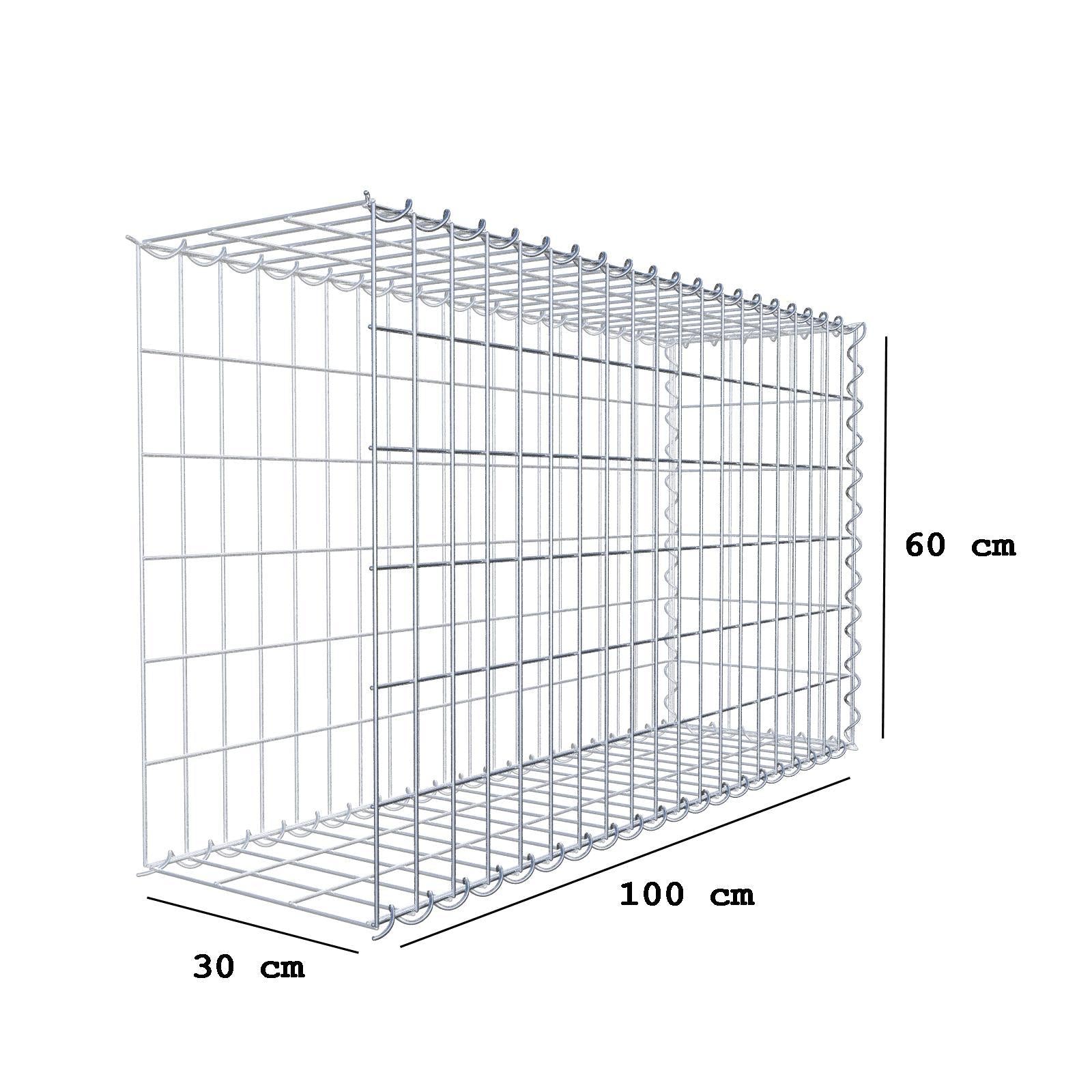 Gabbione aggiuntivo tipo 2 100 cm x 60 cm x 30 cm (L x A x P), maglia 5 cm x 10 cm, spirale
