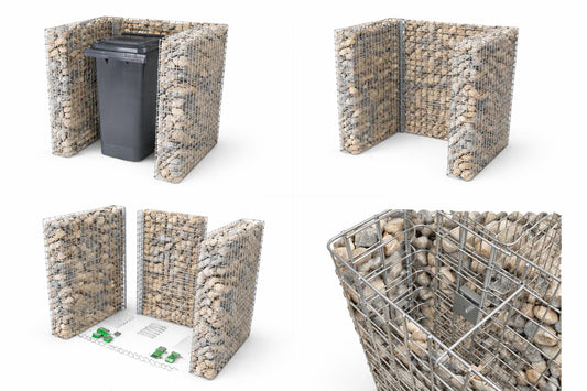 Gabionen Mülltonnenbox Grundelement für 60120 l Mülltonnen, 115 cm Höhe