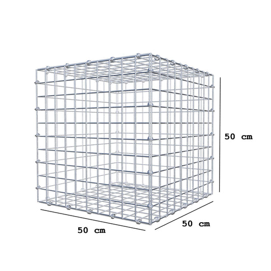 Gabion 50 cm x 50 cm x 50 cm (L x H x D), maskstorlek 5 x 5 cm, spiralring