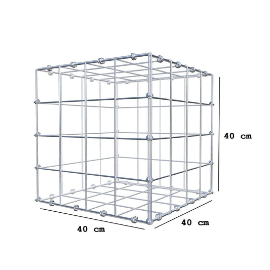 Gabion 40 cm x 40 cm x 40 cm (L x H x P), mailles 10 x 10 cm, anneau en spirale