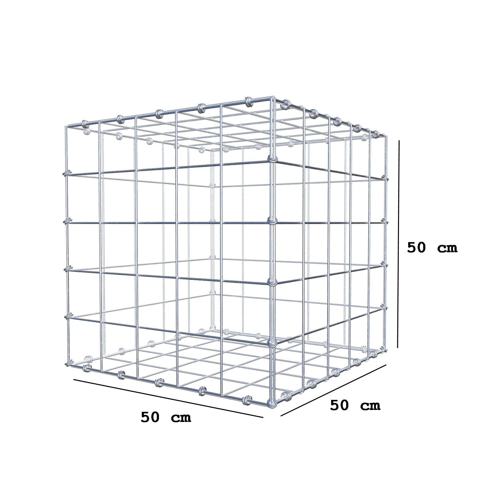 Gabione 50 cm x 50 cm x 50 cm (L x H x T), Maschenweite 10 x 10 cm, Spiralring