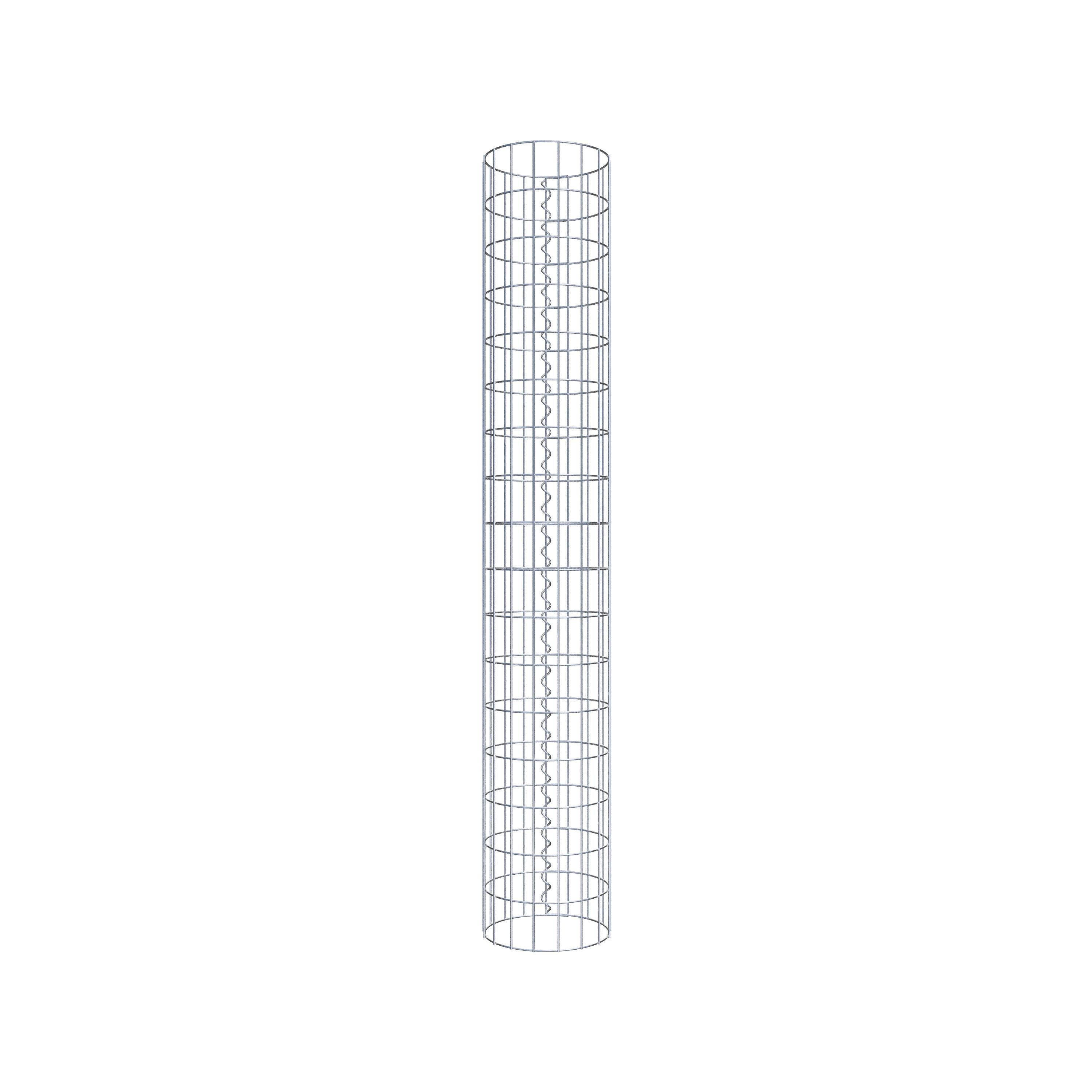 Coluna de gabião com diâmetro de 27 cm, malha redonda de 5 x 10 cm