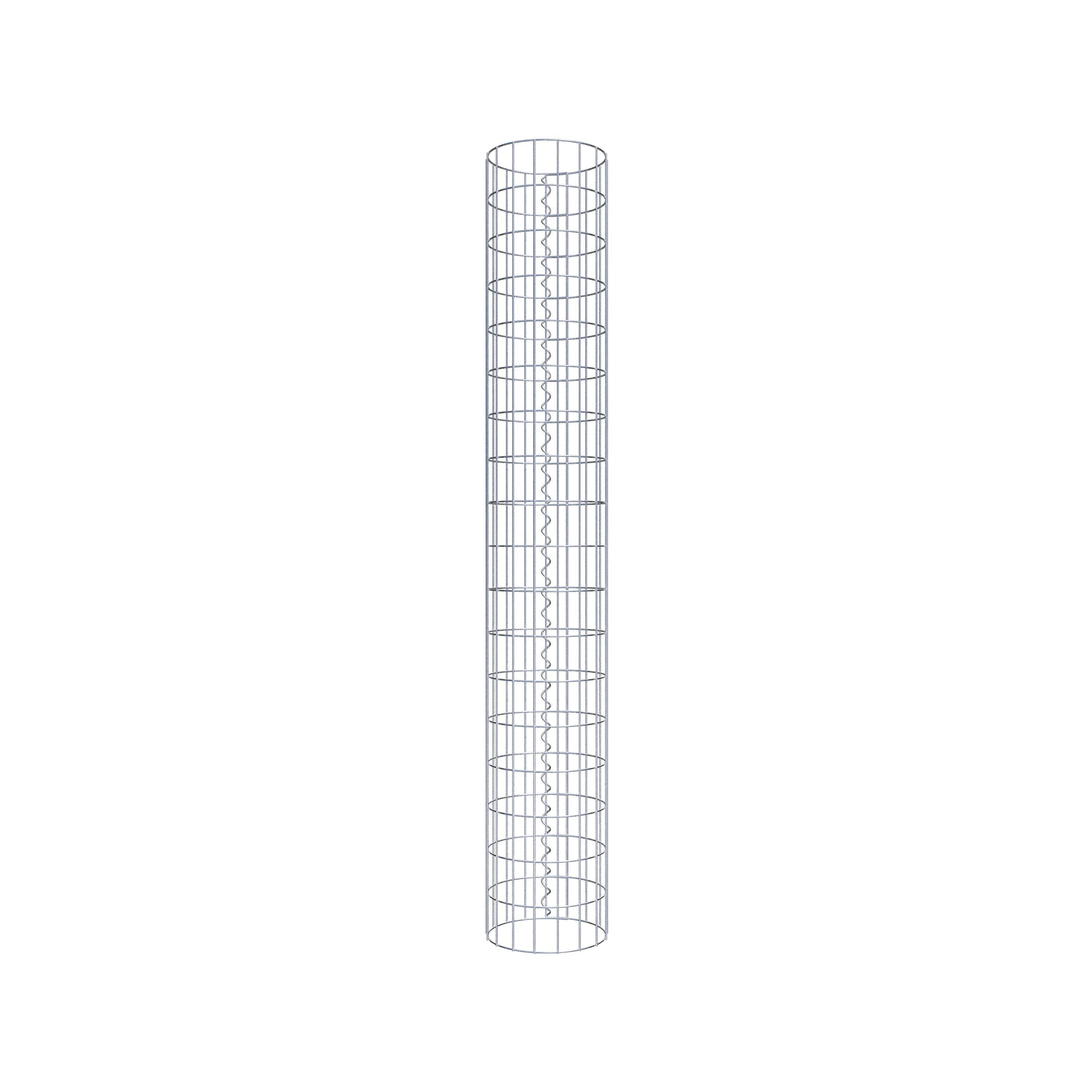 Coluna de gabião com diâmetro de 27 cm, malha redonda de 5 x 10 cm
