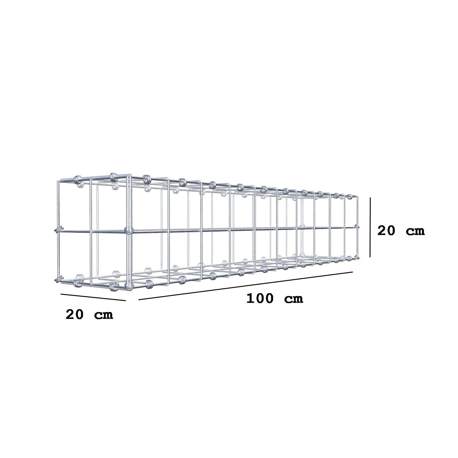 Gabion 100 cm x 20 cm x 20 cm (L x H x P), mailles 10 x 10 cm, anneau en spirale
