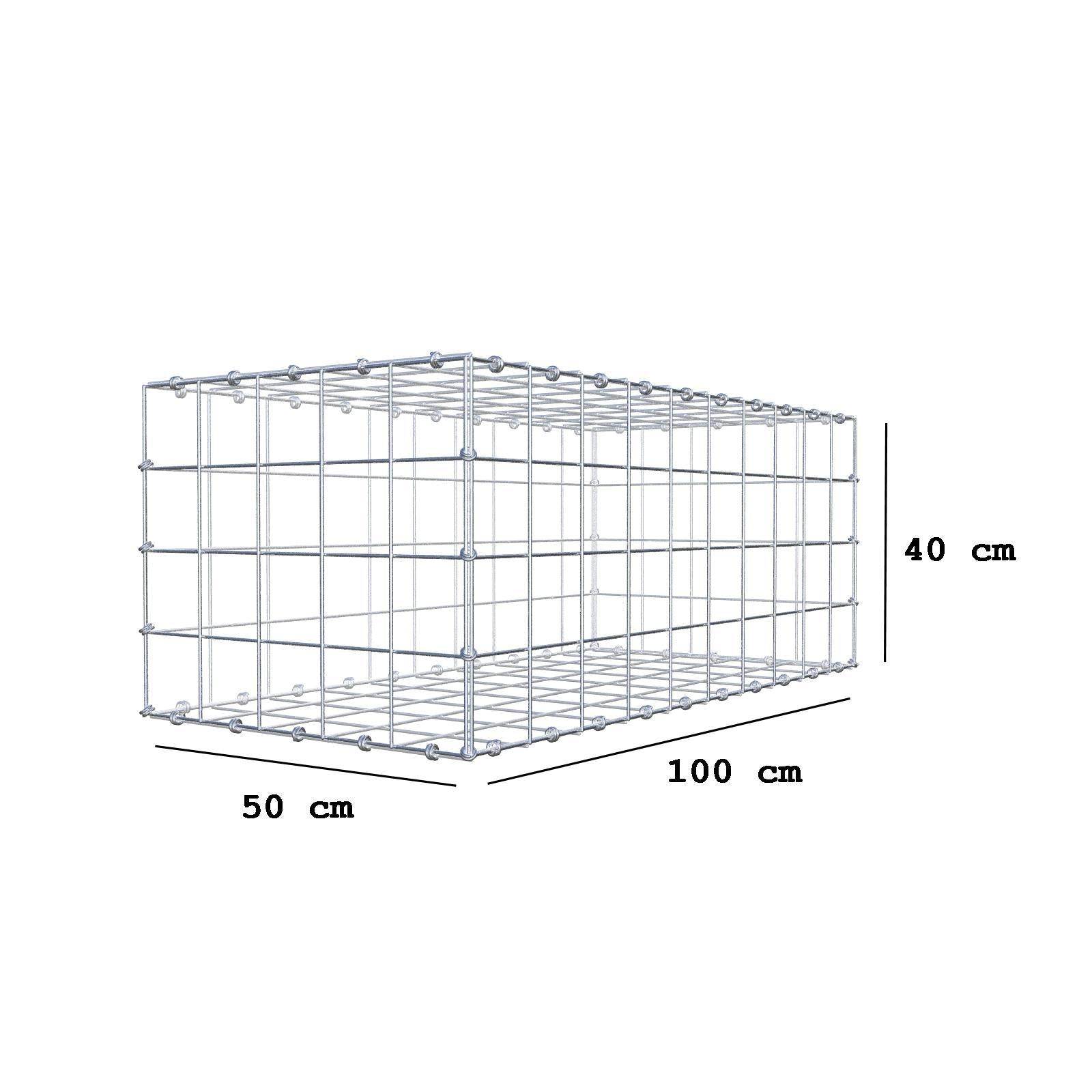 Gabion 100 cm x 40 cm x 50 cm (L x H x D), mesh size 10 x 10 cm, spiral ring