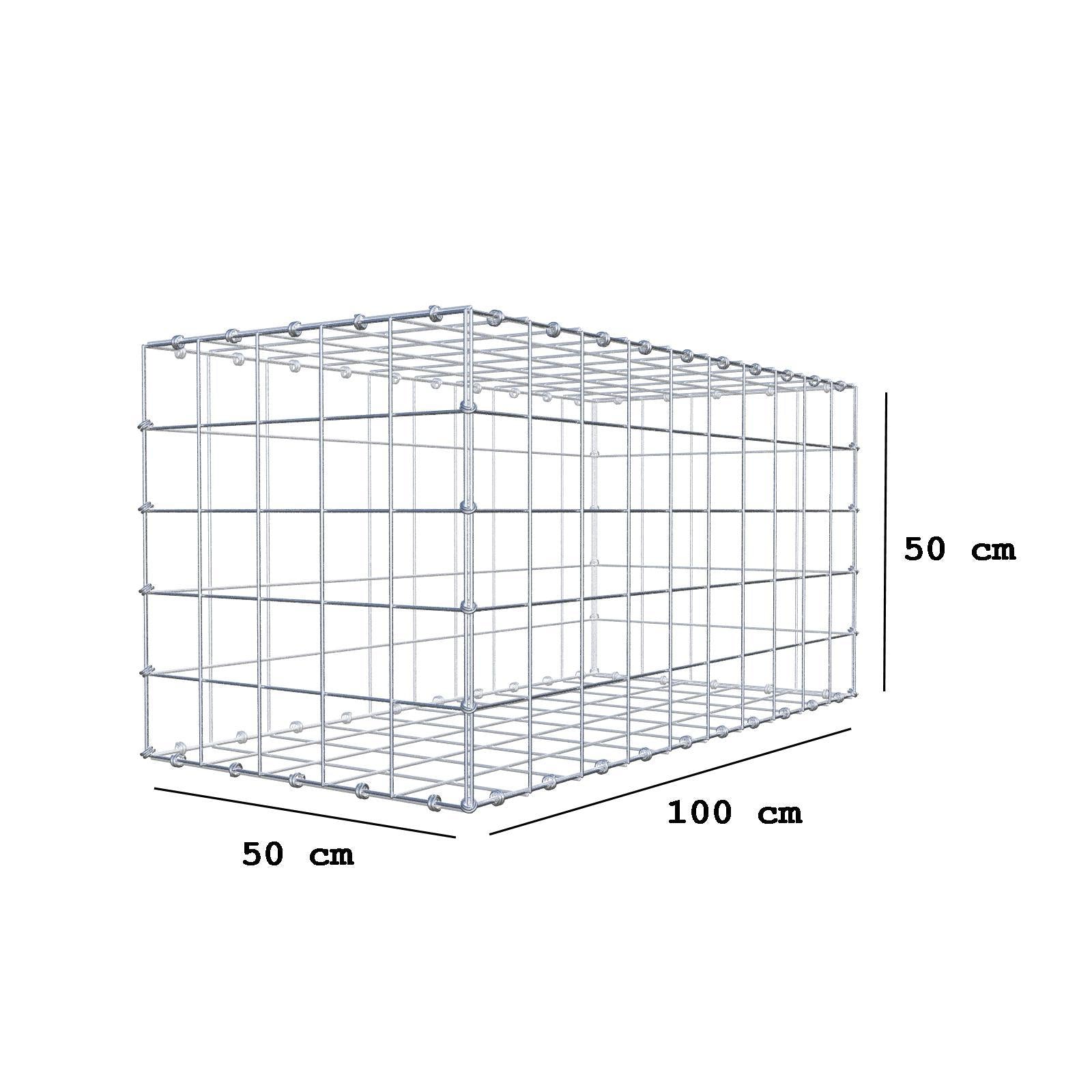 Gabbione 100 cm x 50 cm x 50 cm (L x H x P), maglia 10 x 10 cm, anello a spirale