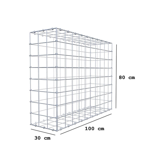 Gabion 100 cm x 80 cm x 30 cm (L x H x P), mailles 10 x 10 cm, anneau en spirale