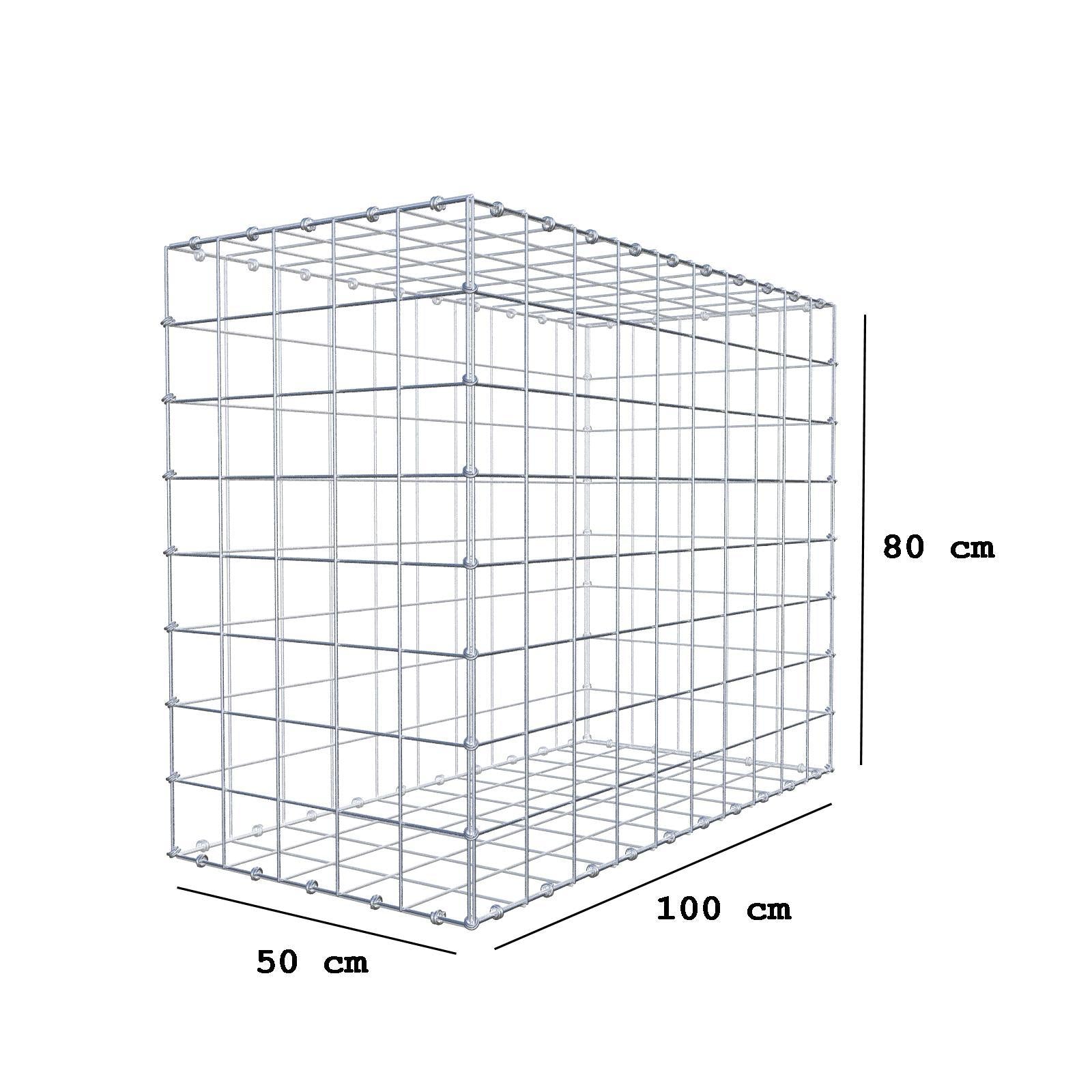 Gabion 100 cm x 80 cm x 50 cm (L x H x D), maskestørrelse 10 x 10 cm, spiralring