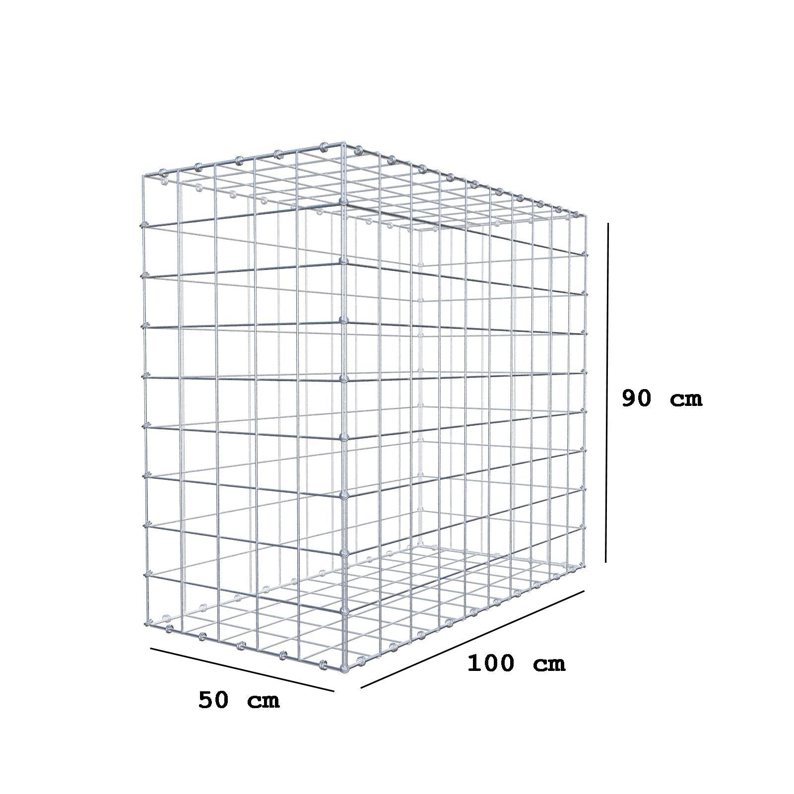 Gabião 100 cm x 90 cm x 50 cm (C x A x P), malhagem 10 x 10 cm, anel espiral