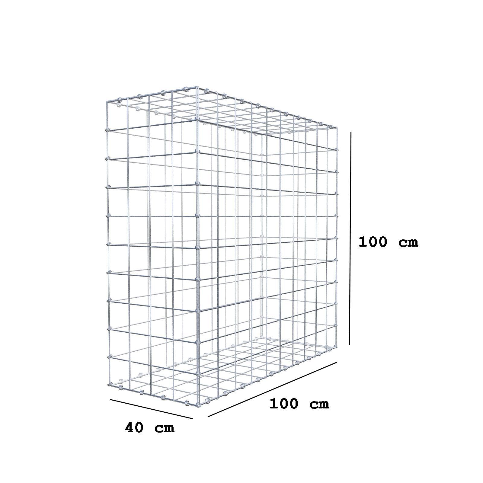 Schanskorf 100 cm x 100 cm x 40 cm (L x H x D), maaswijdte 10 x 10 cm, spiraalring