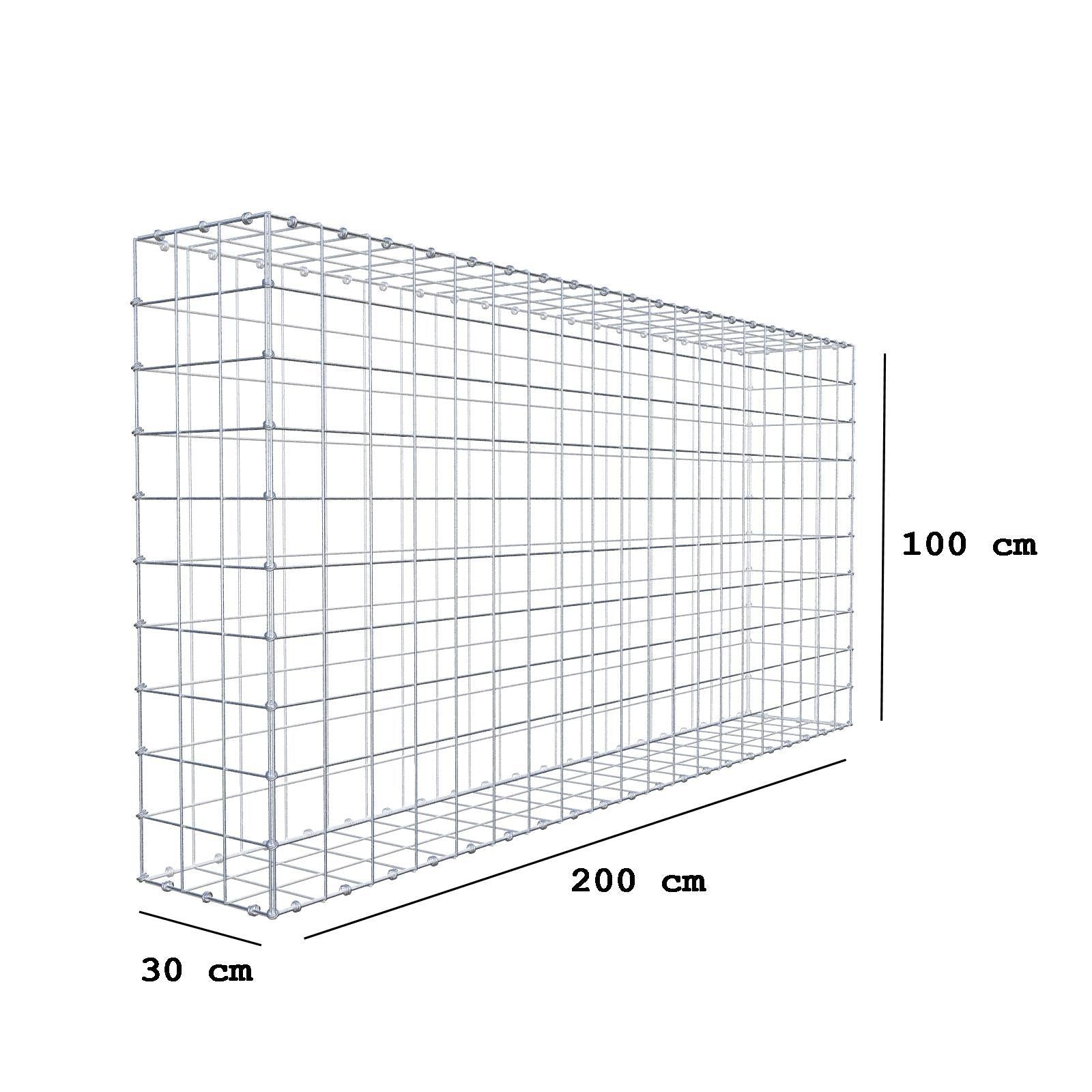 Gabião 200 cm x 100 cm x 30 cm (C x A x P), malhagem 10 x 10 cm, anel espiral