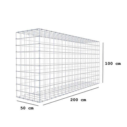 Gabion 200 cm x 100 cm x 50 cm (L x H x P), mailles 10 x 10 cm, anneau en spirale