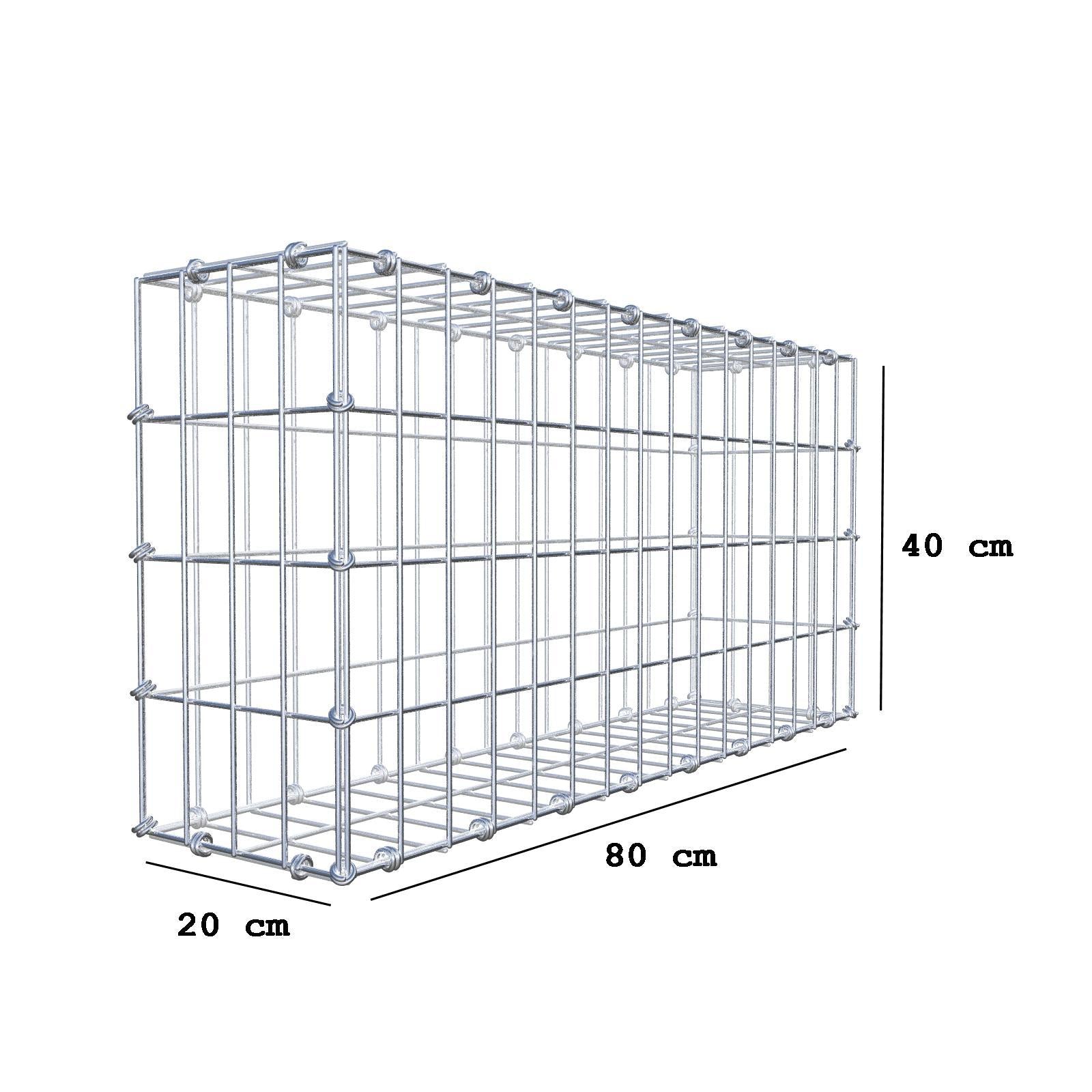 Schanskorf 80 cm x 40 cm x 20 cm (L x H x D), maaswijdte 5 x 10 cm, spiraalring