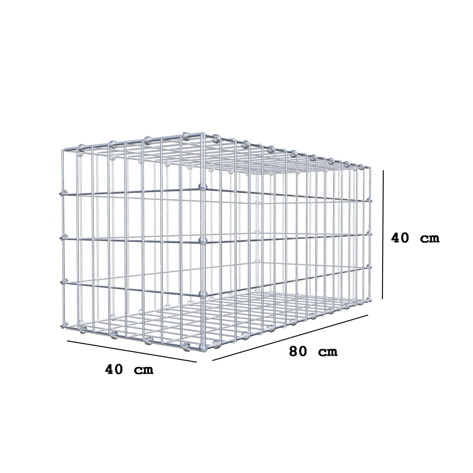 Gabion 80 cm x 40 cm x 40 cm (L x H x D), maskestørrelse 5 x 10 cm, spiralring