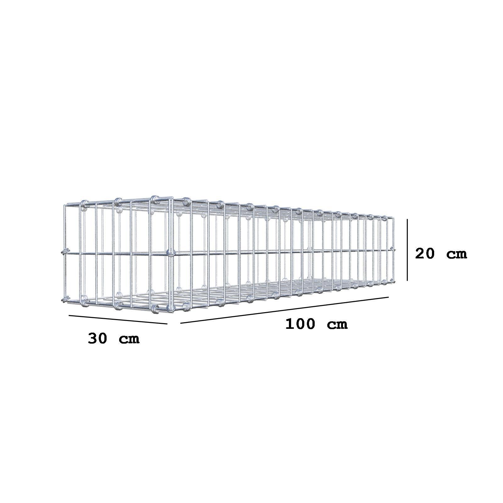 Schanskorf 100 cm x 20 cm x 30 cm (L x H x D), maaswijdte 5 x 10 cm, spiraalring