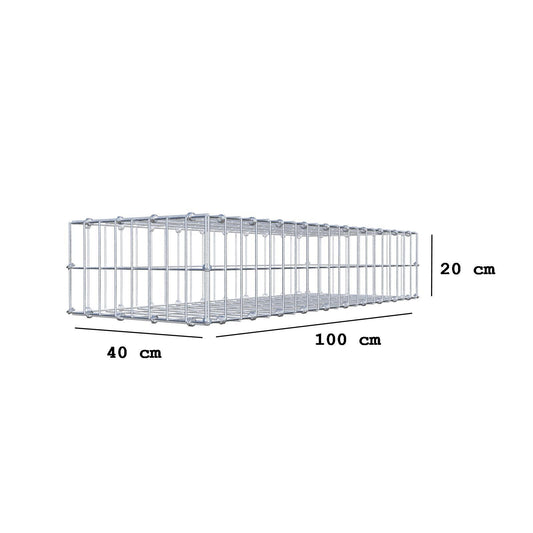Gabion 100 cm x 20 cm x 40 cm (L x H x D), maskstorlek 5 x 10 cm, spiralring