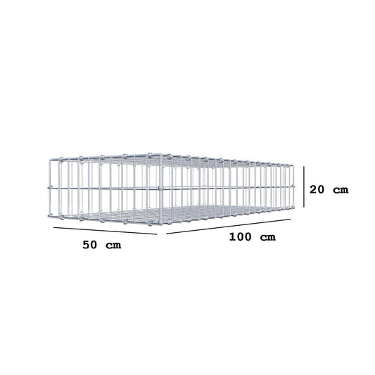 Gabion 100 cm x 20 cm x 50 cm (L x H x D), maskstorlek 5 x 10 cm, spiralring