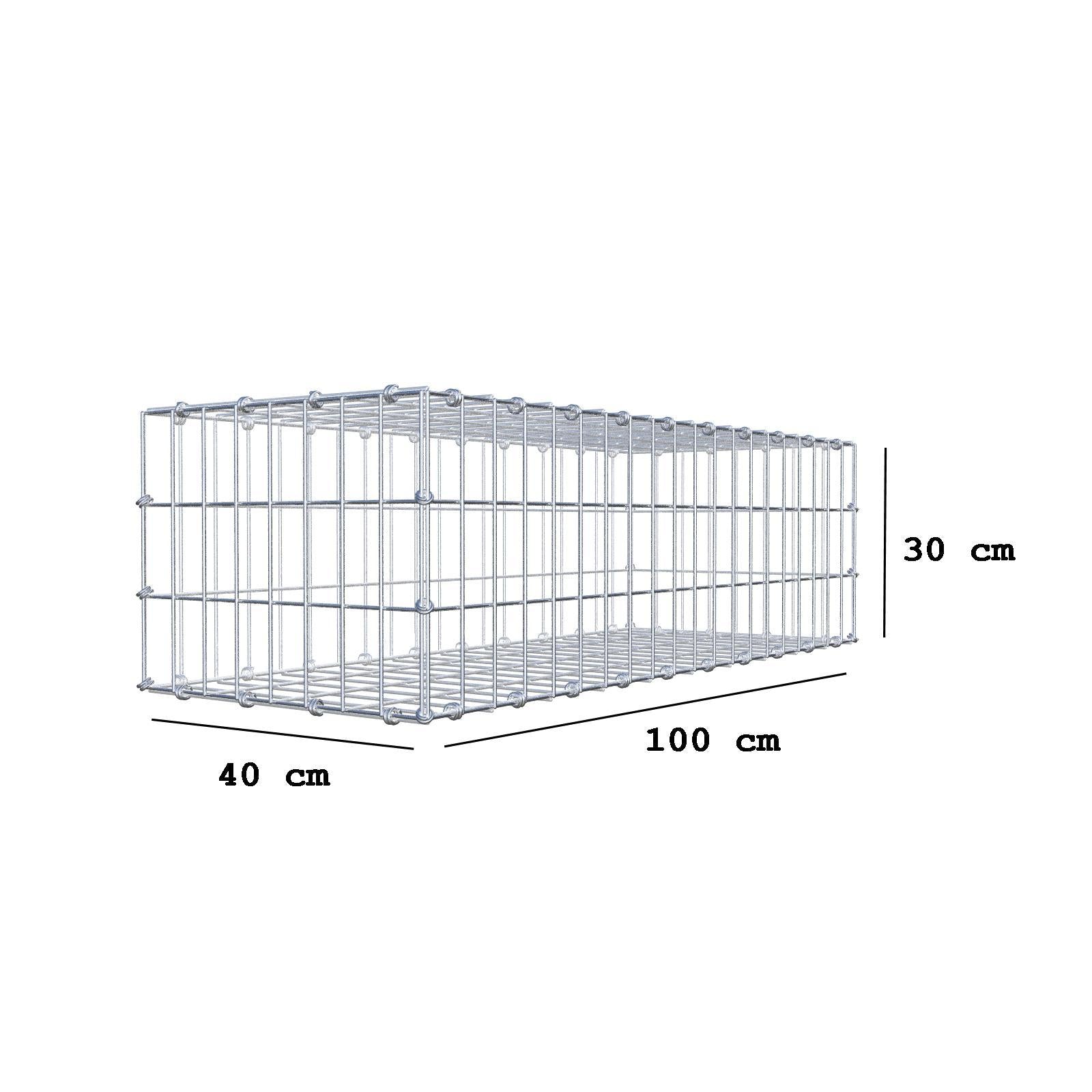 Schanskorf 100 cm x 30 cm x 40 cm (L x H x D), maaswijdte 5 x 10 cm, spiraalring