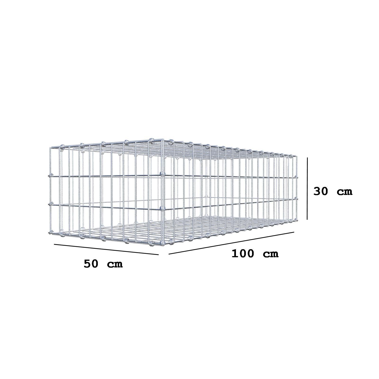 Schanskorf 100 cm x 30 cm x 50 cm (L x H x D), maaswijdte 5 x 10 cm, spiraalring