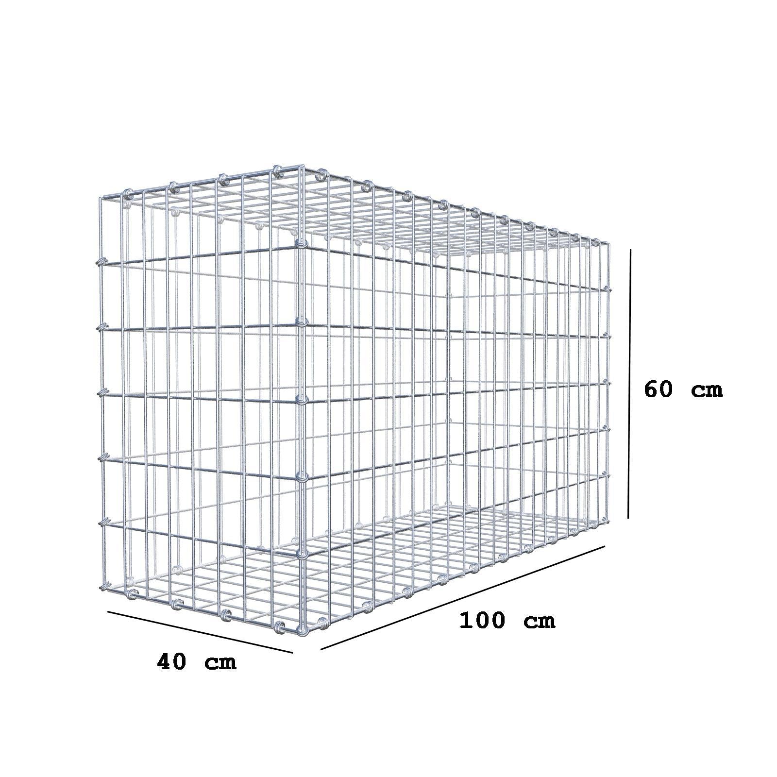 Schanskorf 100 cm x 60 cm x 40 cm (L x H x D), maaswijdte 5 x 10 cm, spiraalring