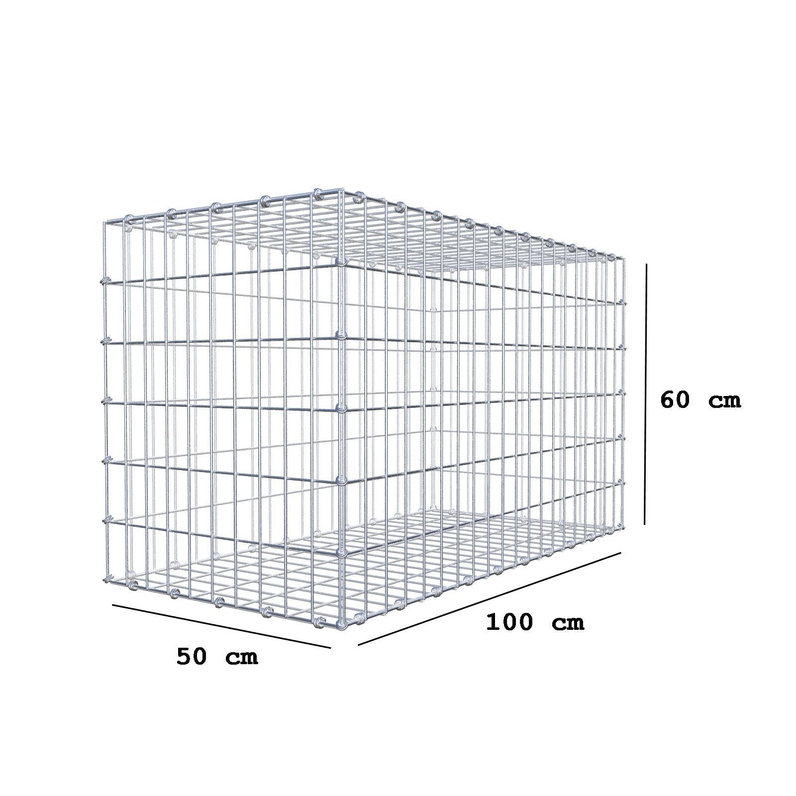 Schanskorf 100 cm x 60 cm x 50 cm (L x H x D), maaswijdte 5 x 10 cm, spiraalring