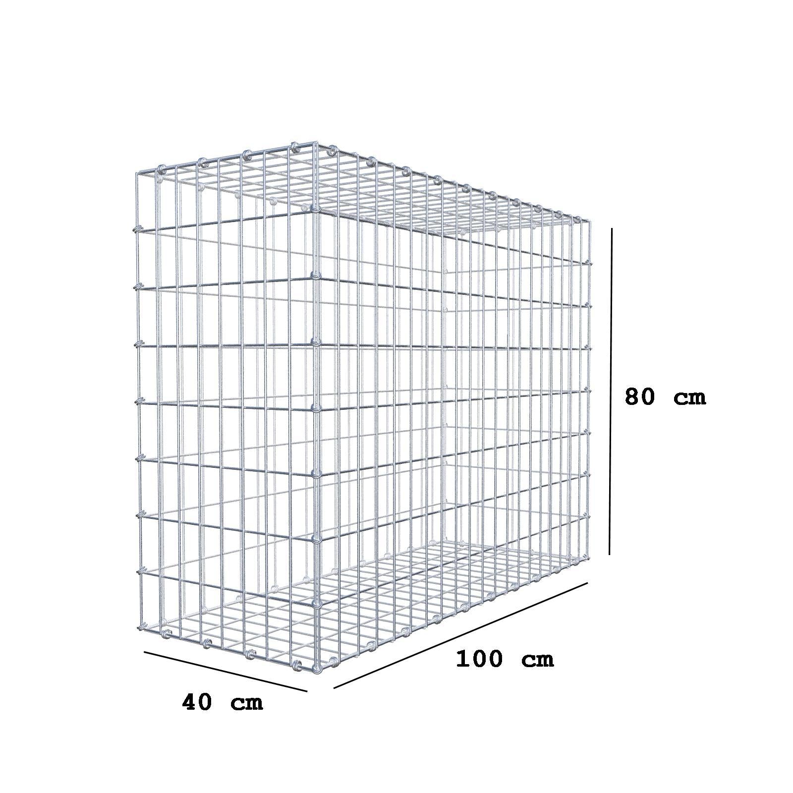 Schanskorf 100 cm x 80 cm x 40 cm (L x H x D), maaswijdte 5 x 10 cm, spiraalring