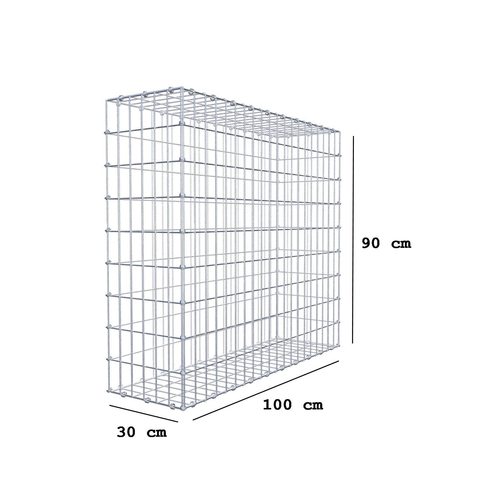 Gabbione 100 cm x 90 cm x 30 cm (L x H x P), maglia 5 x 10 cm, anello a spirale