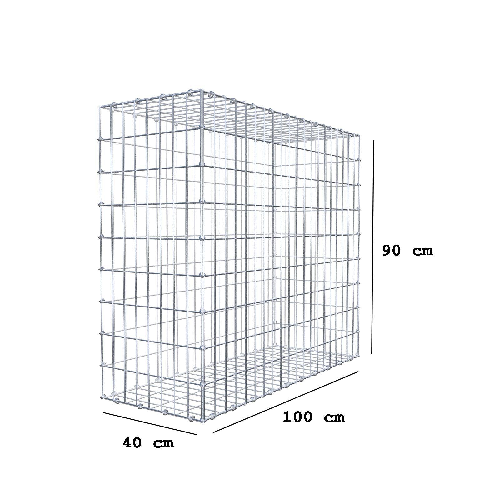 Schanskorf 100 cm x 90 cm x 40 cm (L x H x D), maaswijdte 5 x 10 cm, spiraalring
