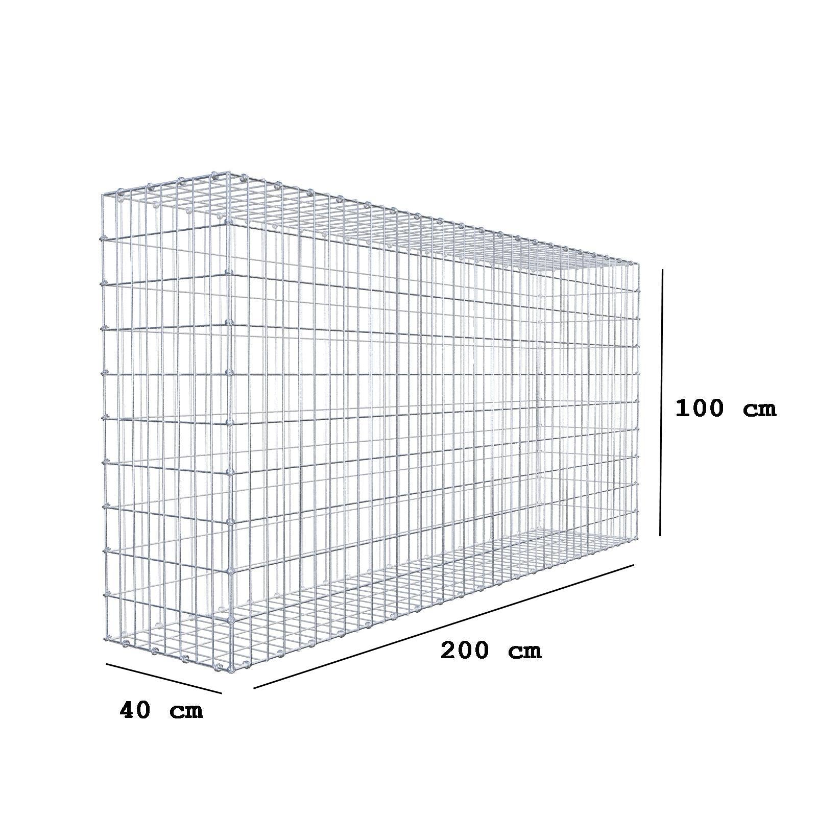 Schanskorf 200 cm x 100 cm x 40 cm (L x H x D), maaswijdte 5 x 10 cm, spiraalring
