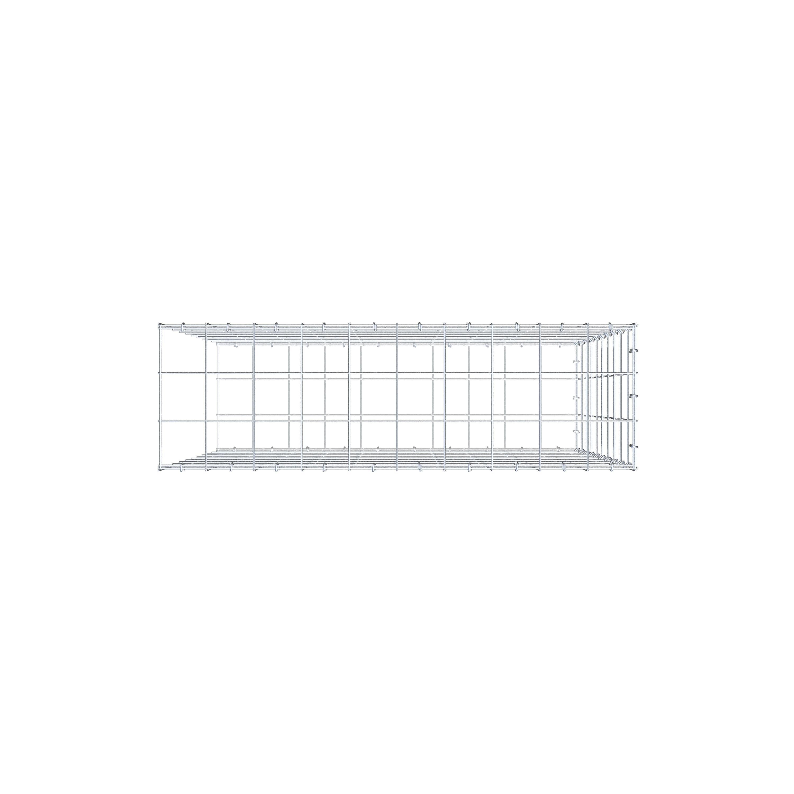 Bevestigbare schanskorf type 2 100 cm x 100 cm x 30 cm (L x H x D), maaswijdte 10 cm x 10 cm, C-ring
