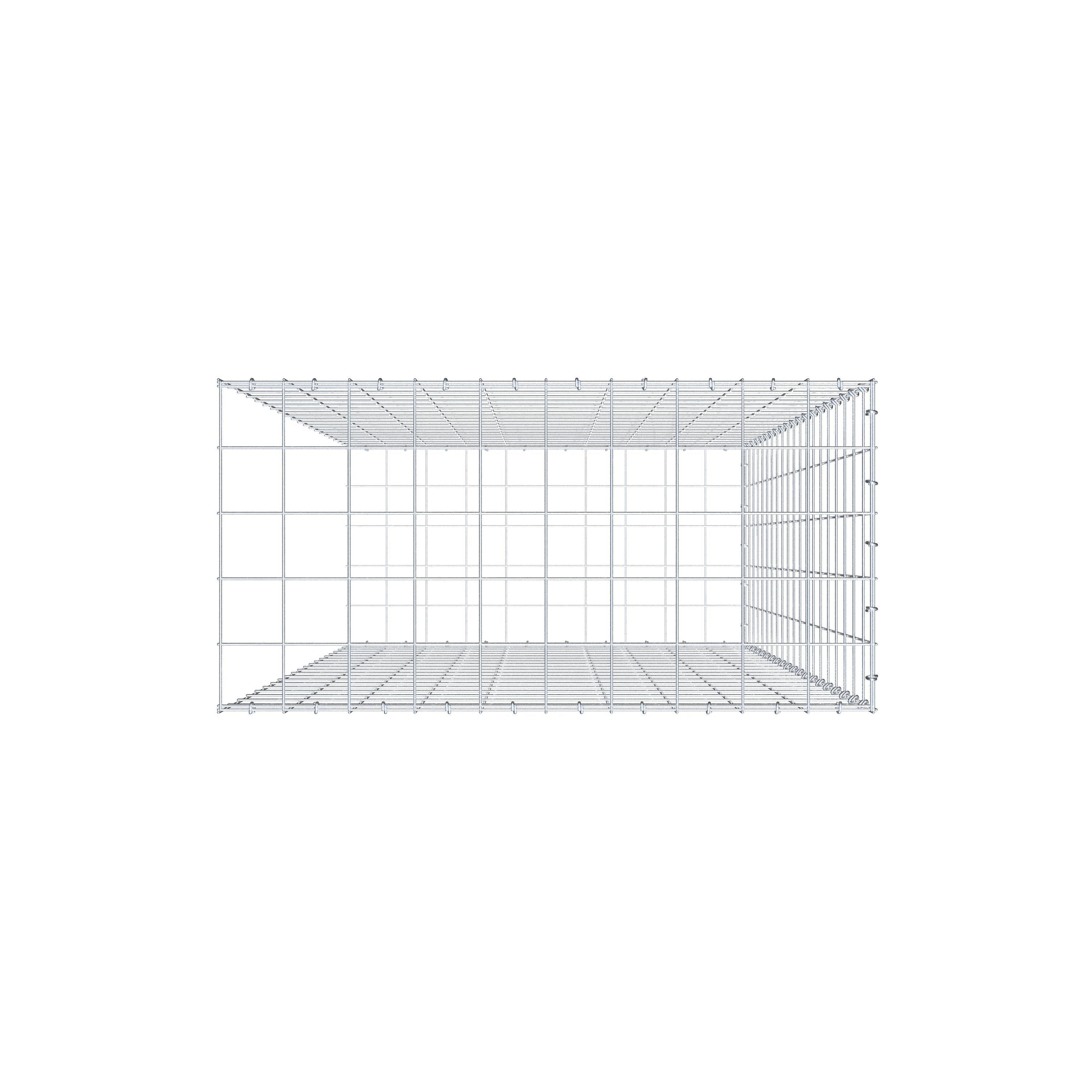 Opzetpaal type 2 200 cm x 100 cm x 50 cm (L x H x D), maaswijdte 10 cm x 10 cm, C-ring