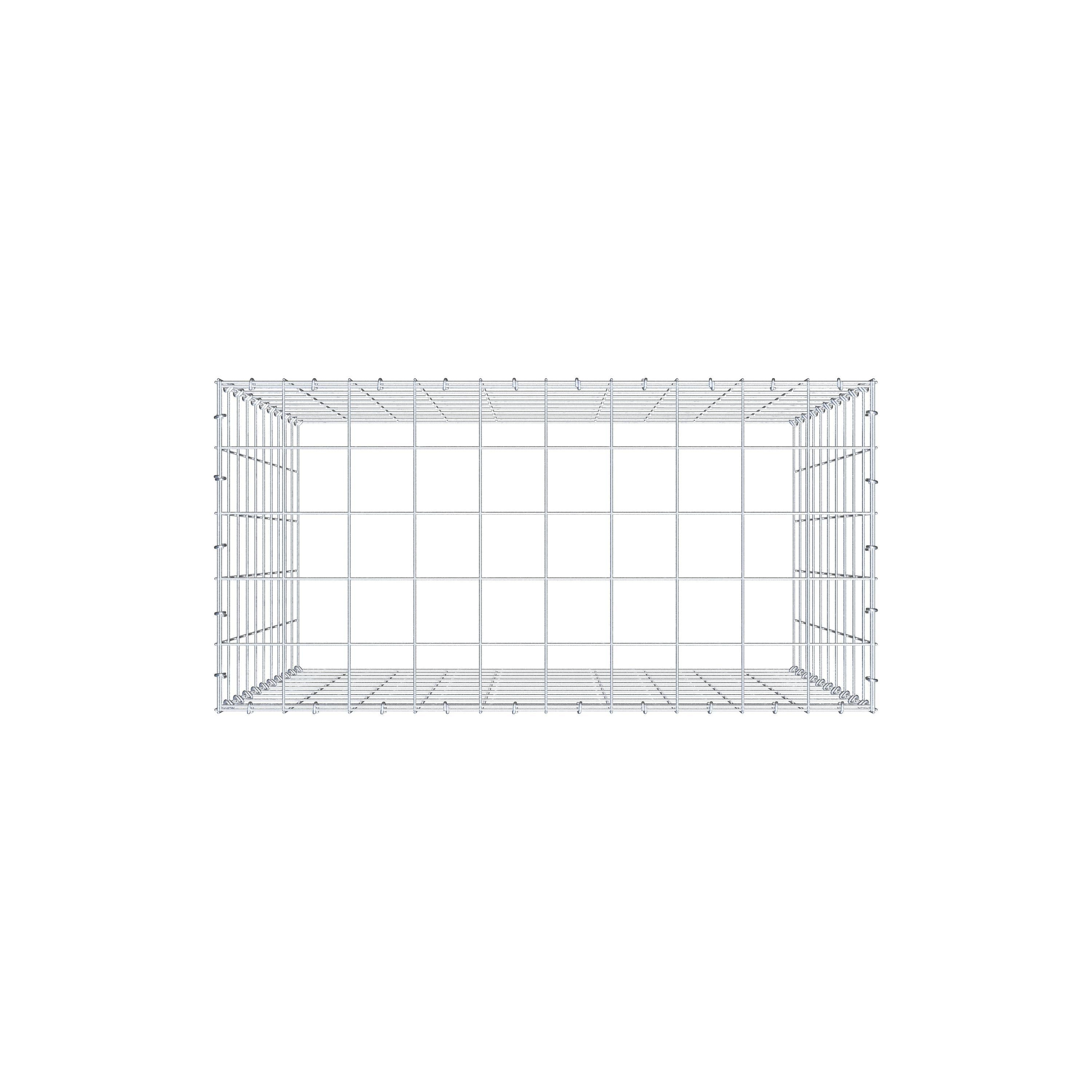 Monteret gabion type 3 100 cm x 100 cm x 50 cm (L x H x D), maskestørrelse 10 cm x 10 cm, C-ring