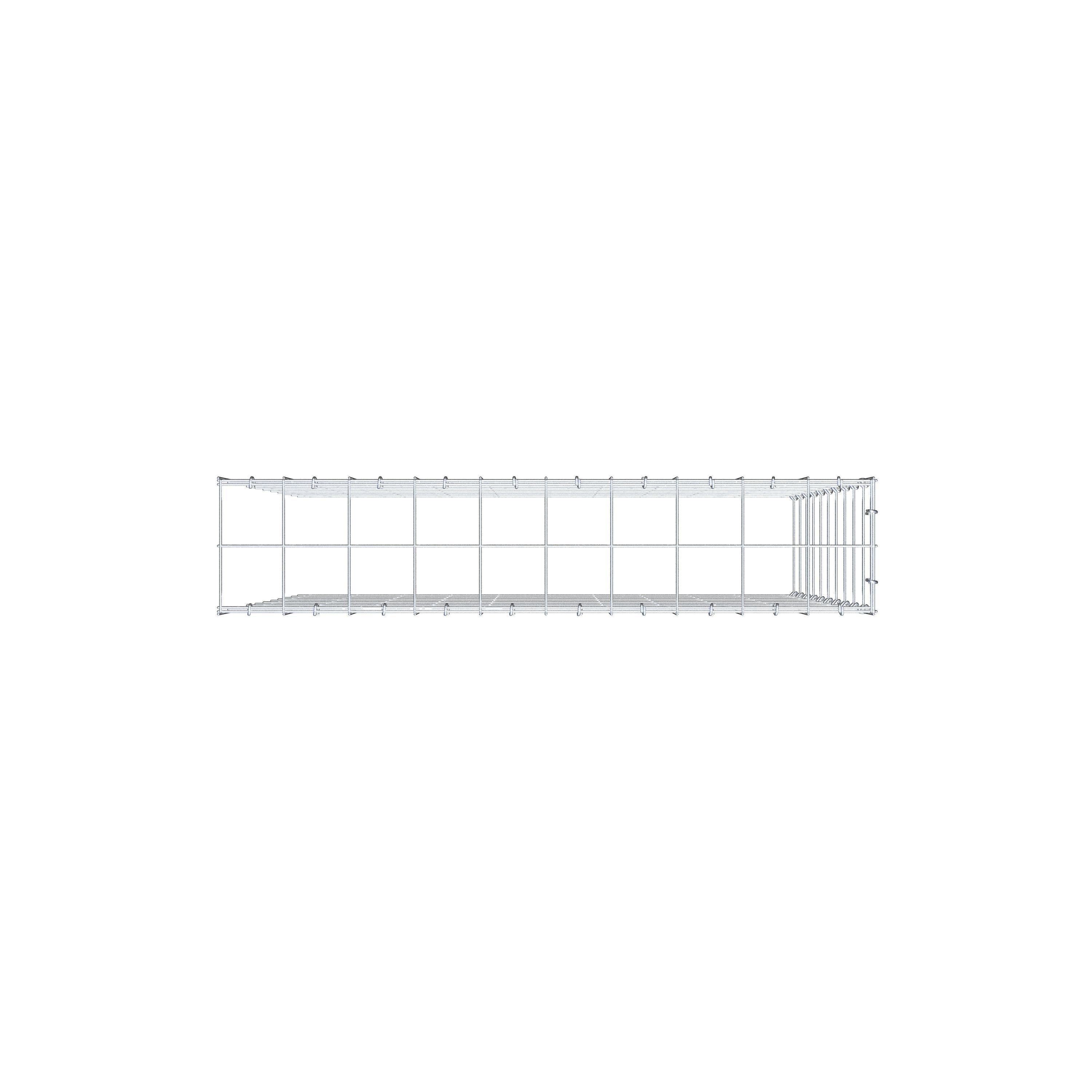 Gabião Tipo 4 100 cm x 100 cm x 20 cm (C x A x P), malhagem 10 cm x 10 cm, anel C