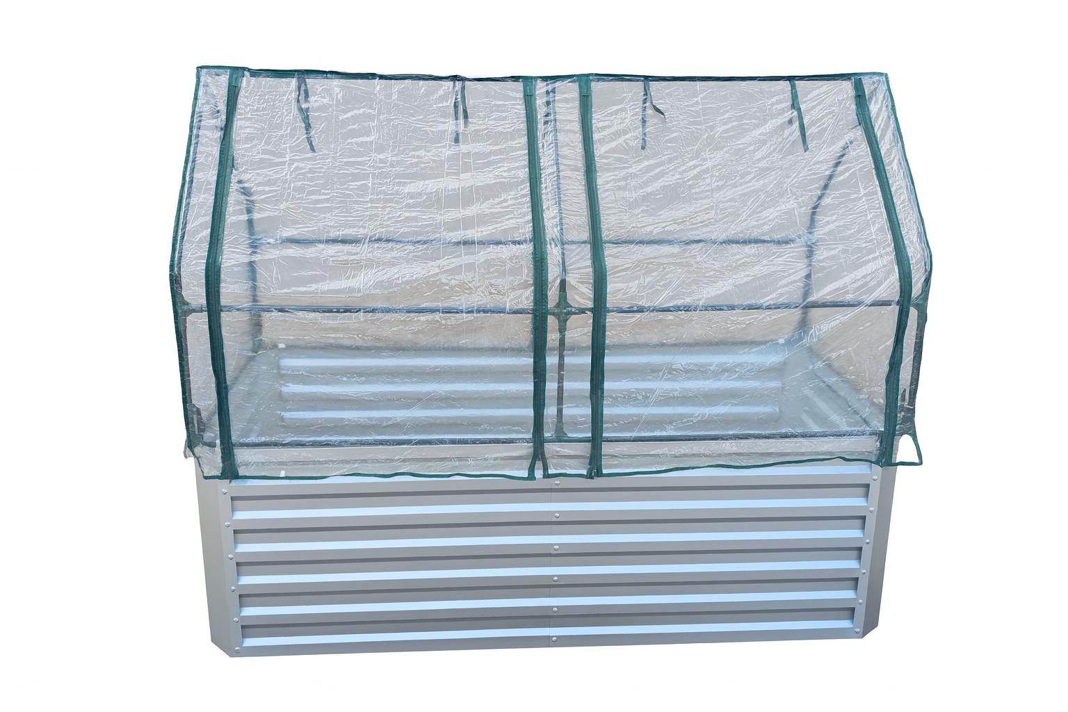 Upphöjd bädd av galvaniserad plåt med topp - Mått utan topp: 184 x 60 x 90 cm (L x H x D, planteringsmått)