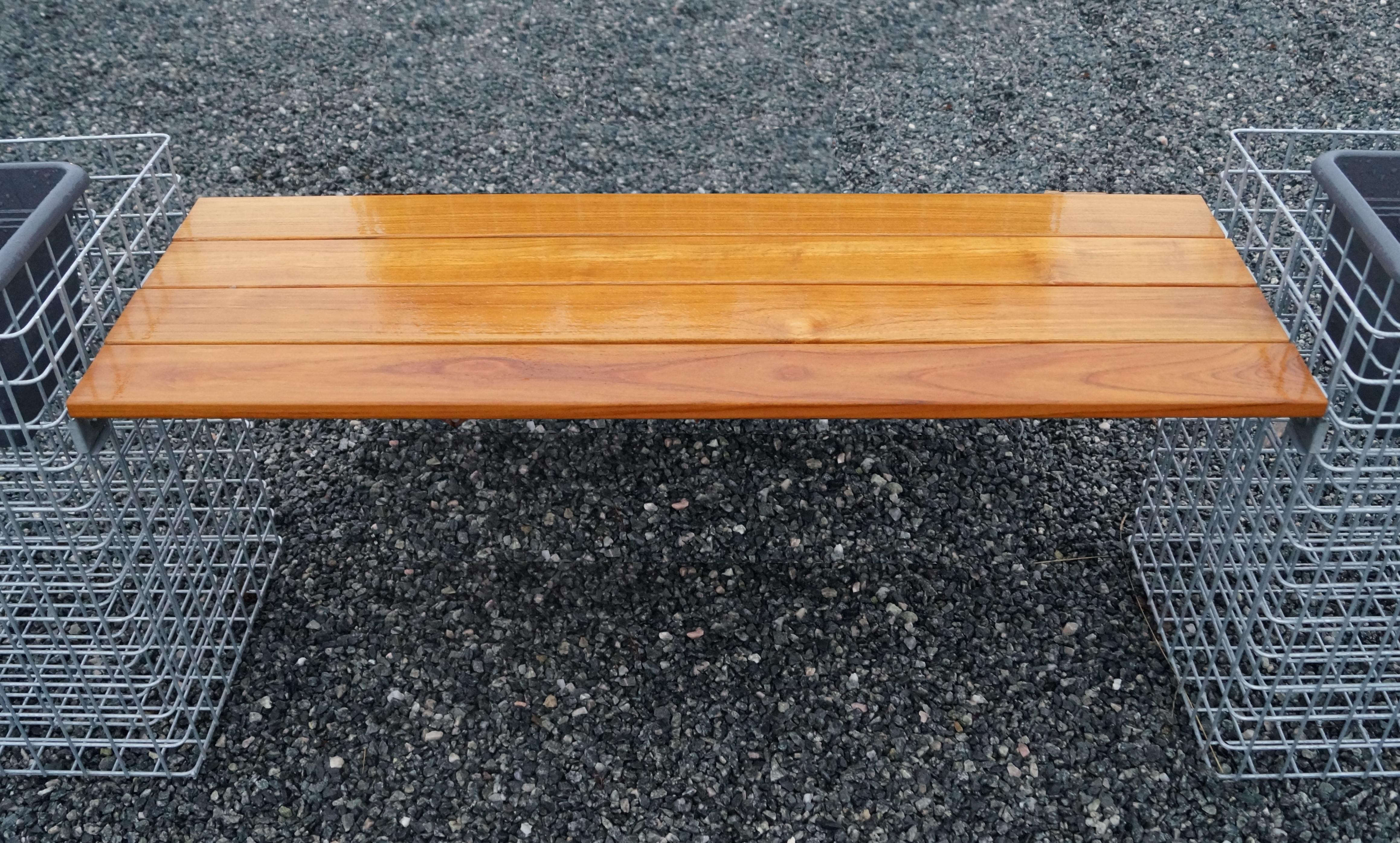 Banco de jardín 3 columnas para flores TEAK MW 5 x 5 cm, galvanizado en caliente