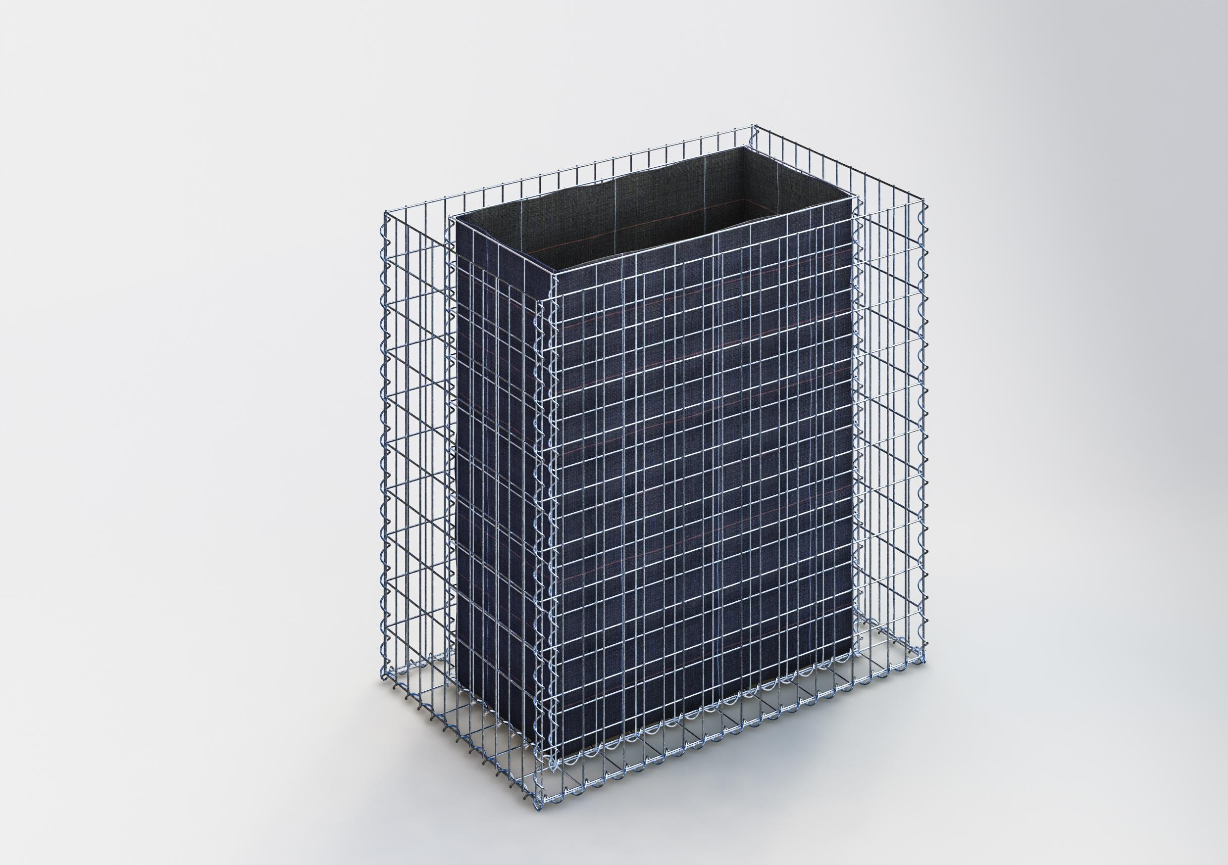 Lecho elevado rectangular 100 cm x 100 cm x 60 cm (L x A x P), malla 5 x 10 cm, espesor de pared 10 cm