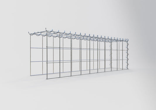 Gavión adulto tipo 4 100 cm x 30 cm x 20 cm (largo x alto x profundidad), tamaño de malla 10 cm x 10 cm, espiral