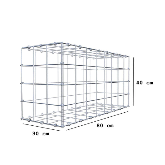 Gabion 80 cm x 40 cm x 30 cm (L x H x D), mesh size 10 x 10 cm, spiral ring