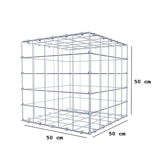 Gabião 50 cm x 50 cm x 50 cm (C x A x P), malhagem 10 x 10 cm, anel espiral