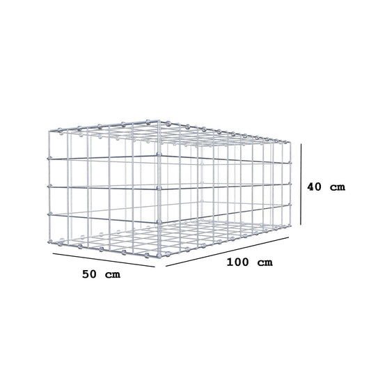 Gabbione 100 cm x 40 cm x 50 cm (L x H x P), maglia 10 x 10 cm, anello a spirale