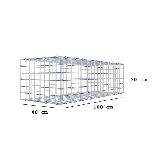 Gabione 100 cm x 30 cm x 40 cm (L x H x T), Maschenweite 5 x 5 cm, Spiralring