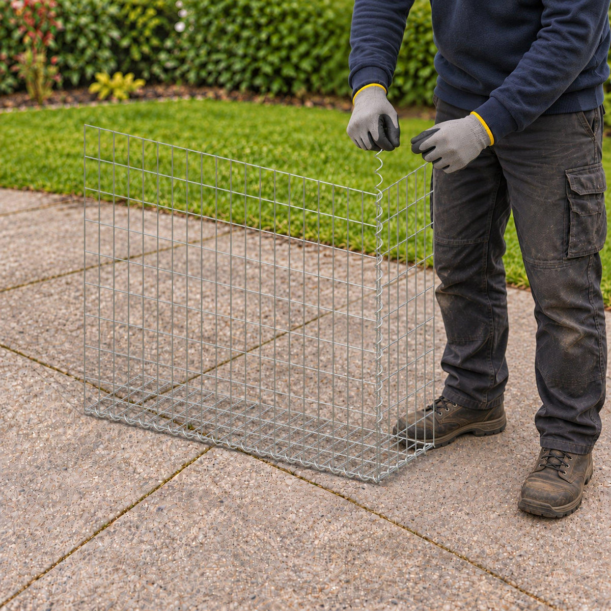 Gabion 100 cm x 90 cm x 30 cm (L x H x D), maskestørrelse 5 cm x 10 cm, spiral