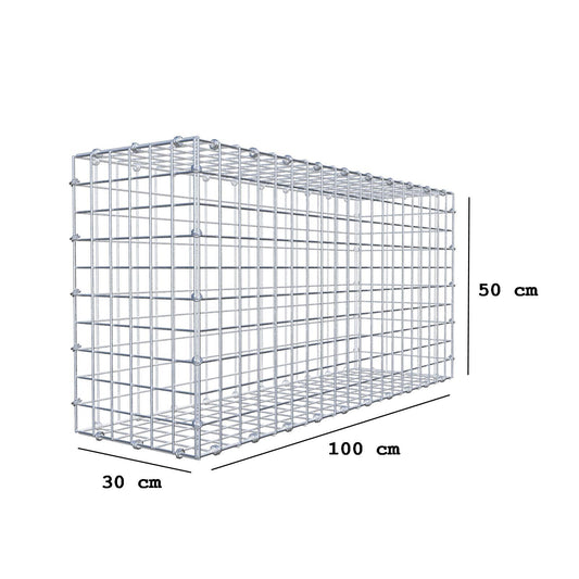 Gabione 100 cm x 50 cm x 30 cm (L x H x T), Maschenweite 5 x 5 cm, Spiralring