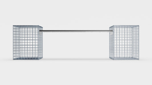 Gabion bench with 2 spiral gabions, 205 cm long x 60 cm high x 40 cm deep, galvanized, MW 5 x 5 cm, with recycled top in anthracite