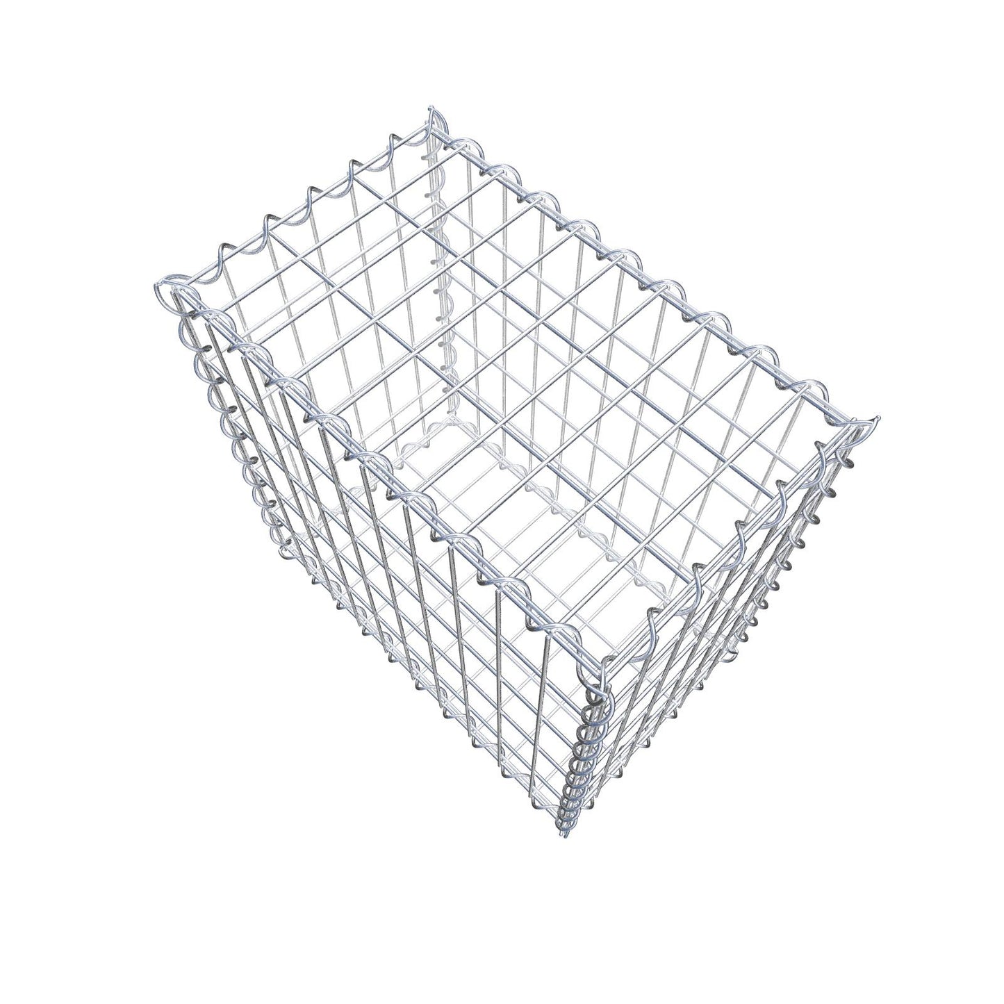 Gabião 50 cm x 50 cm x 30 cm (C x A x P), malhagem 5 cm x 10 cm, espiral